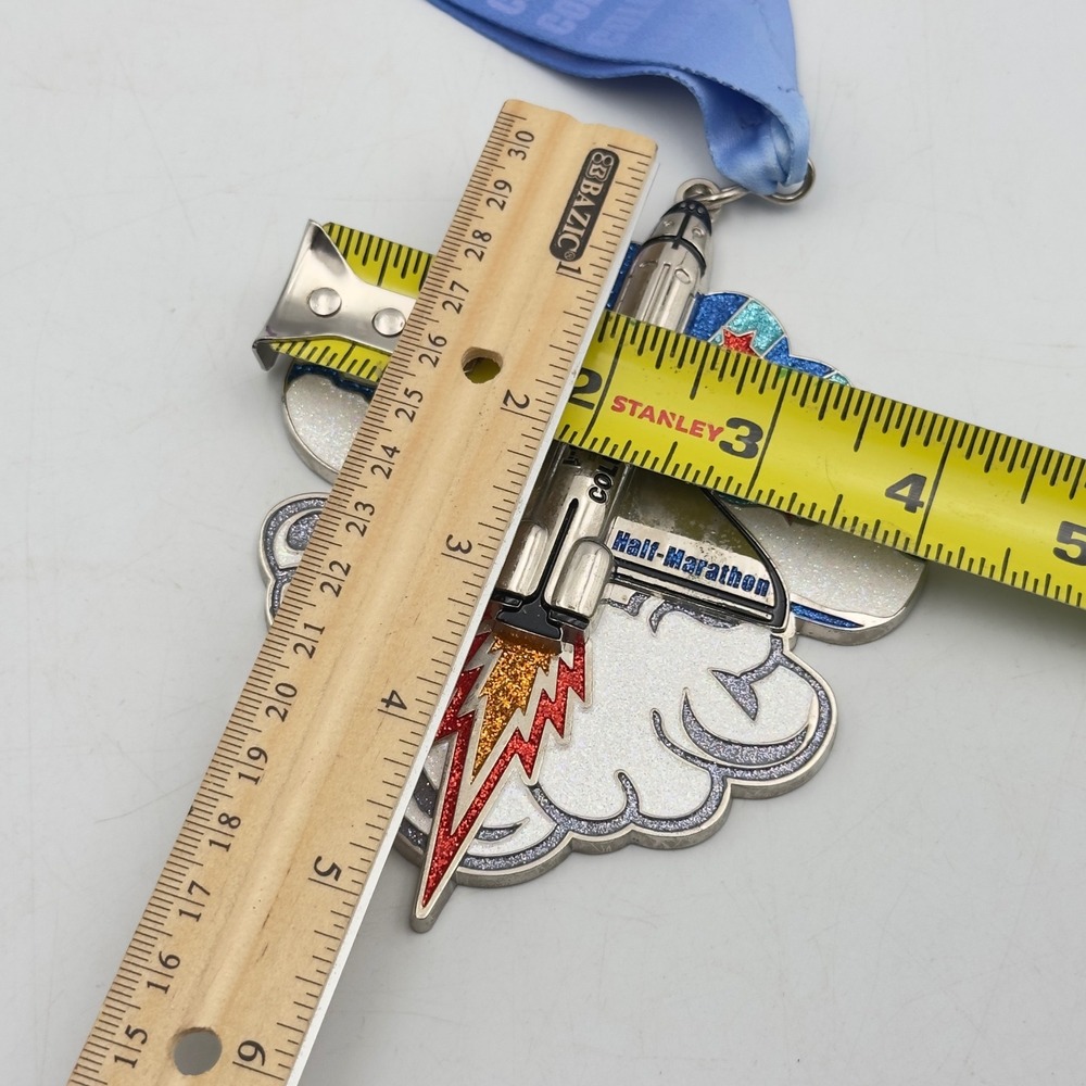 Space Coast Half Marathon Medal Columbia STS-1 Silver Blue 2013 OS Runner NASA - Picture 4 of 8